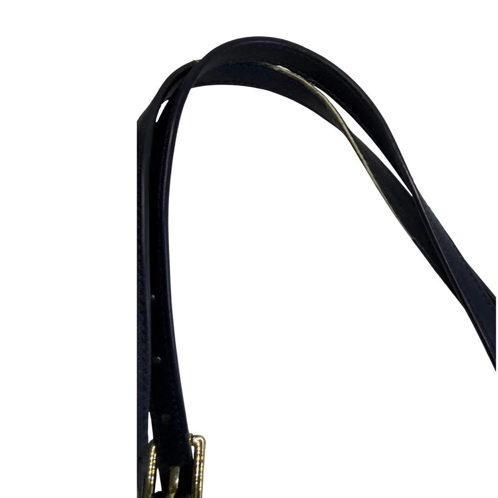Tory Burch‎ Emerson Small Buckle Tote Navy Blue Saffiano Leather Handbag